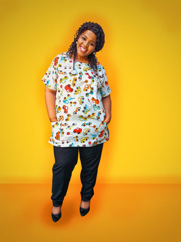 Cartoon print scrub - TOP ONLY