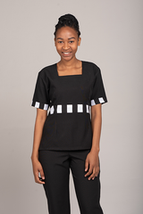 Square  neck scrubs with trimmings-Zihle range