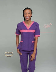 Zinhle range two tone vneck scrub